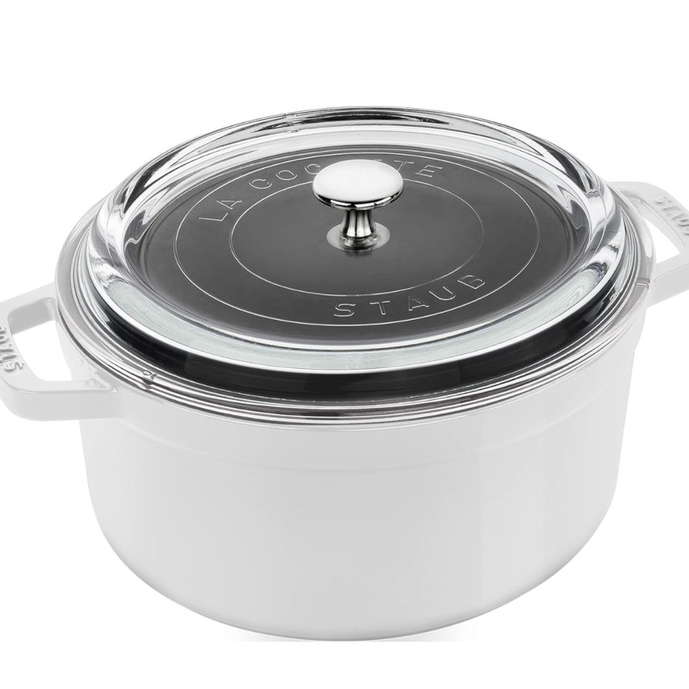 STAUB Cast Iron Dutch Oven 4-qt Round Cocotte with Glass Lid, Made in France